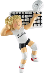 Female Blonde Volleyball Player ~ Personalized Christmas Ornament