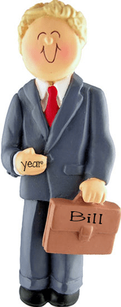 Business Man holding a Briefcase~Personalized Christmas Ornament
