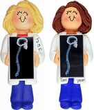 Blonde or Brunette Female Chiropractor or Lab Tech ~ Personalized Christmas Ornament