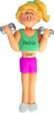 Female woman working Out with Dumbells~Personalized Ornament - My Personalized Ornaments