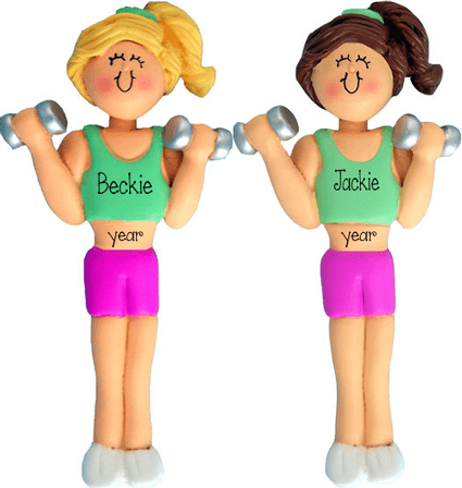 Female woman working Out with Dumbells~Personalized Ornament