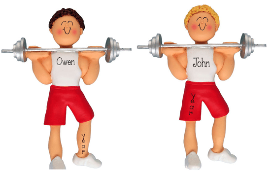 Male WEIGHT LIFTER~Personalized Christmas Ornament