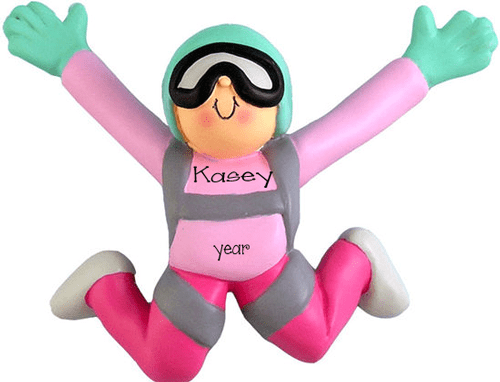 Female Skydiver~Personalized Christmas Ornament