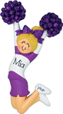 CHEERLEADER with Purple Glitter Pom Poms ~ Personalized Ornament - My Personalized Ornaments