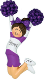 CHEERLEADER with Purple Glitter Pom Poms ~ Personalized Ornament - My Personalized Ornaments