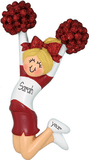 CHEERLEADER with Red Glitter Pom Poms ~ Personalized Christmas Ornament - My Personalized Ornaments