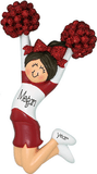 CHEERLEADER with Red Glitter Pom Poms ~ Personalized Christmas Ornament - My Personalized Ornaments