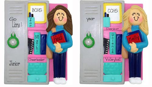 HIGH SCHOOL/JR HIGH Female teen standing in front of Locker~Personalized Ornament