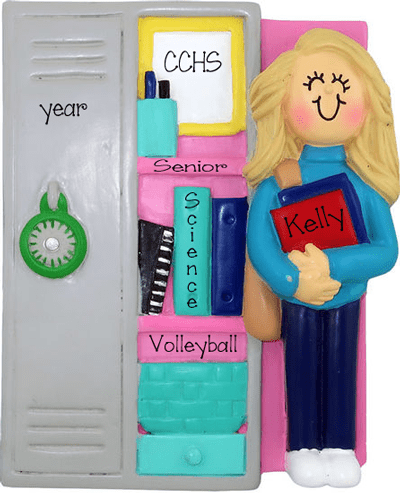 HIGH SCHOOL/JR HIGH Female teen standing in front of Locker~Personalized Ornament