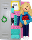 HIGH SCHOOL/JR HIGH Female teen standing in front of Locker~Personalized Ornament - My Personalized Ornaments