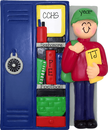 HIGH SCHOOL/JR HIGH Male teen standing in front of Locker~Personalized Ornament