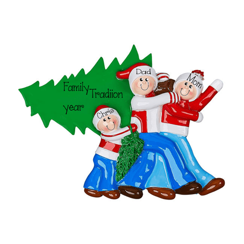 Christmas Tree Family of 3~Personalized Tabletop Decor`