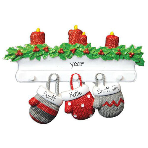 Mitten Family of 3-Personalized Ornament