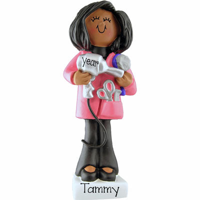 AFRICAN AMERICAN HAIR DRESSER, HAIR STYLIST, MY PERSONALIZED CHRISTMAS ORNAMENT