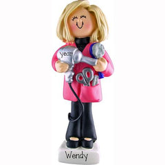 HAIRDRESSER with blonde hair, HAIR STYLIST,  MY PERSONALIZED ORNAMENTS