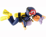 SCUBA DIVER IN blue, MALE,  MY PERSONALIZED ORNAMENTS