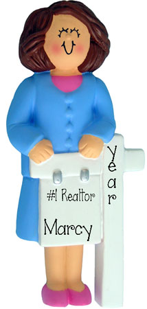 REALTOR brunette female Personalized Ornament