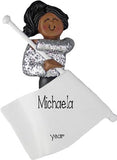 AFRICAN AMERICAN FEMALE FLAG GIRL, MY PERSONALIZED CHRISTMAS ORNAMENT