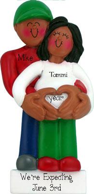African American Expecting Couple Personalized Ornament