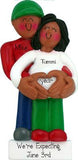 AFRICAN AMERICAN EXPECTING COUPLE, MY PERSONALIZED CHRISTMAS ORNAMENT