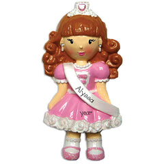 BEAUTY PAGEANT LITTLE GIRL WITH WHITE SASH / MY PERSONALIZED ORNAMENTS
