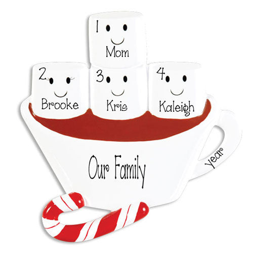 Hot chocolate~Single Parent with 3 kids ~Personalized Ornament