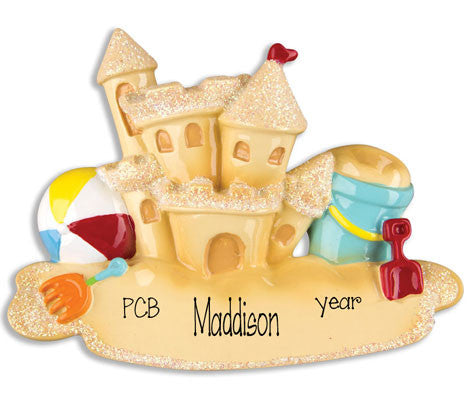 SAND CASTLE - Personalized Christmas Ornament