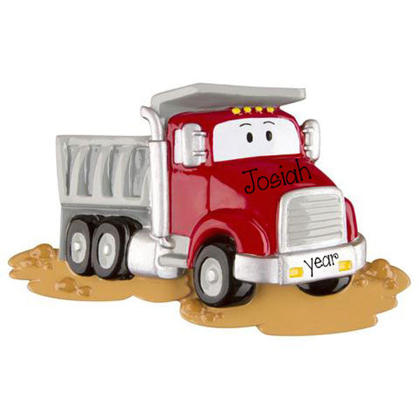 RED DUMP TRUCK - Personalized Ornament