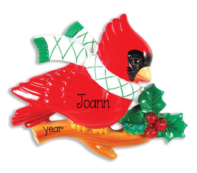 CARDINAL ON A BRANCH - Personalized Ornament