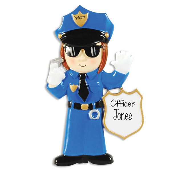Female POLICE OFFICER~Personalized Christmas Ornament