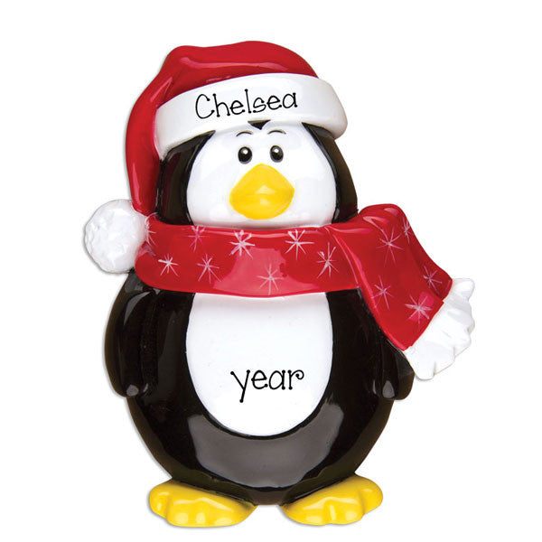 PENGUIN w/ RED SCARF - Personalized Ornament
