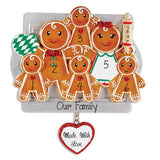 Family of 6 Gingerbread made with Love ~ Personalized Christmas Ornament