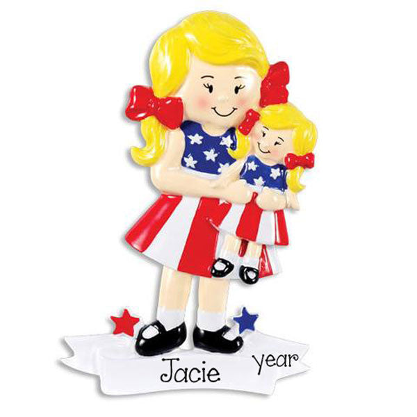 BLONDE w/ AMERICAN GIRL DOLL - Ornament