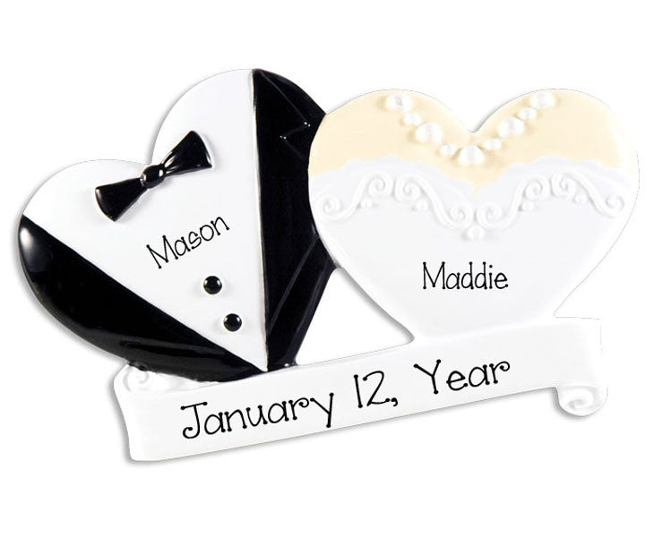 TUX and DRESS Wedding Hearts~Personalized Ornament