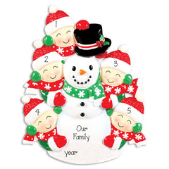 FAMILY OF 5 building a snowman ORNAMENT / MY PERSONALIZED ORNAMENTS