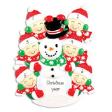 FAMILY OF 6 building a snowman ORNAMENT / MY PERSONALIZED ORNAMENTS