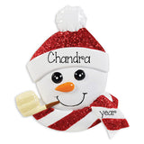snowman with corn cob pipe / MY PERSONALIZED ORNAMENTS