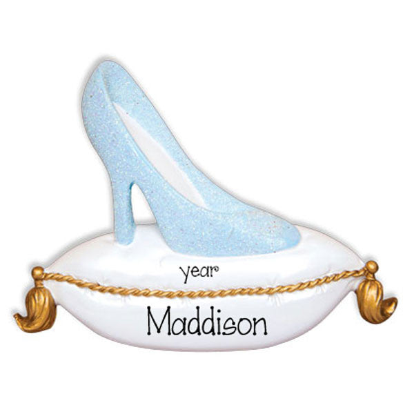 CINDERELLA BLUE GLITTER SLIPPER - Personalized Ornament