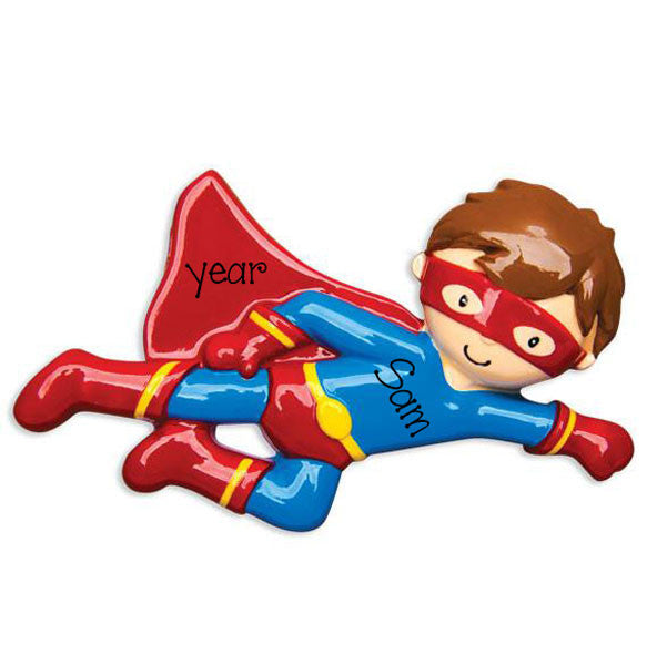 Flying SUPER HERO - Personalize Christmas Ornament