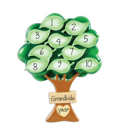 Family Tree up to 10 Grandchildren ~ Personalized Ornament
