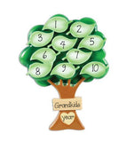 Grand kids up to 10 Tree with Leaves - Personalized Christmas Ornament
