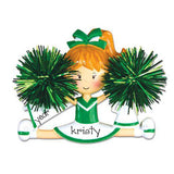 GREEN CHEER WITH POM POMS / MY PERSONALIZED ORNAMENTS