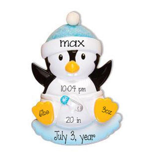 BABY BOY PENGUIN - Personalized Ornament