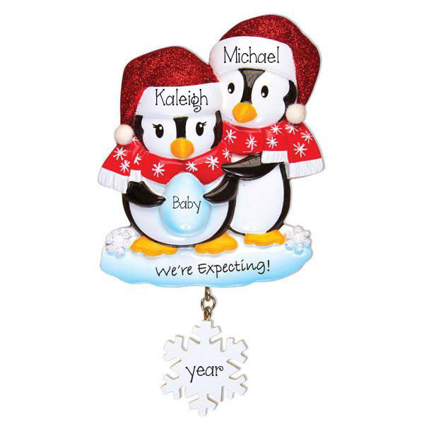 We're Expecting Penguin Couple ~Personalized Ornament