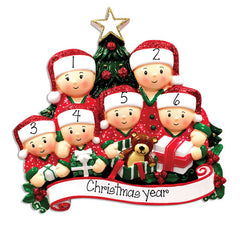 FAMILY OF 6 OPENING PRESENTS ORNAMENT / MY PERSONALIZED ORNAMENT