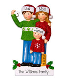 family of 3 SELFIE ORNAMENT / MY PERSONALIZED ORNAMENTS