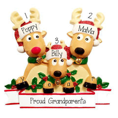 Reindeer Proud New Grandparents~ Personalized Christmas Ornament