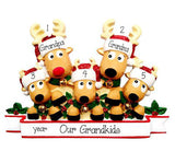 Reindeer Grandparents with 3 Grandkids  - Personalized Christmas Ornament