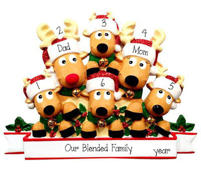 Family of 6 Reindeer~Personalized Christmas Ornament