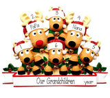 Reindeer Grandparents with 4 Grandkids  - Personalized Christmas Ornament